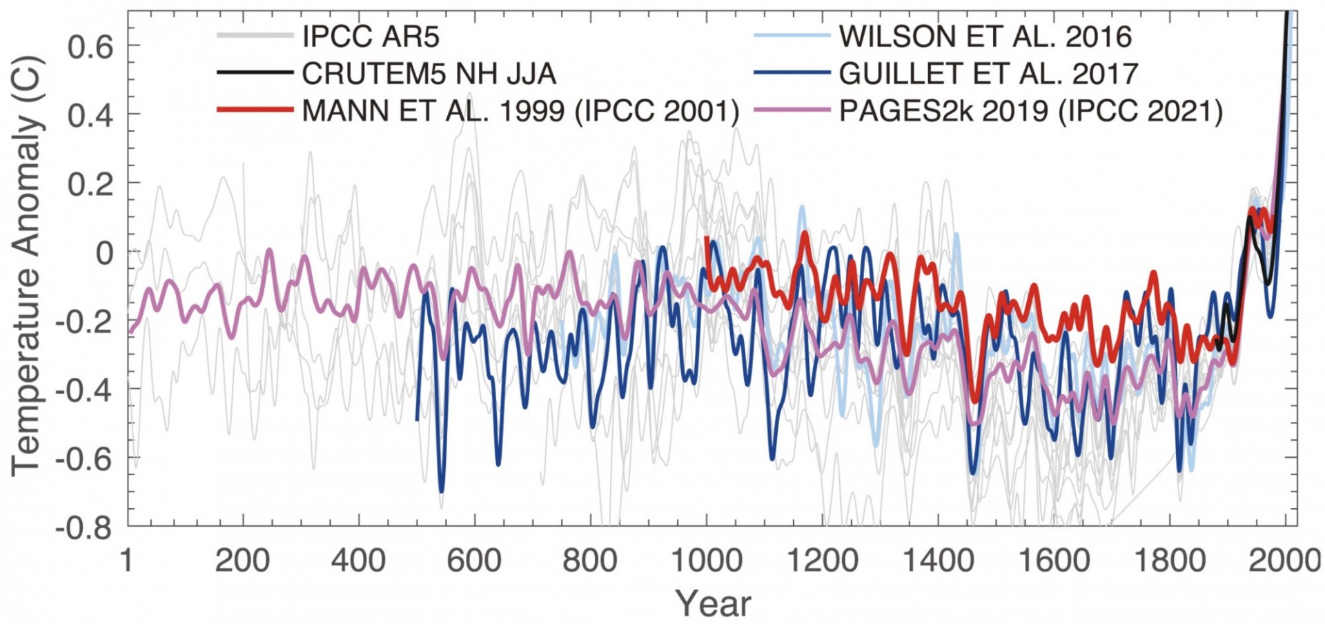 Past and contemporary large-scale temperature reconstructions.