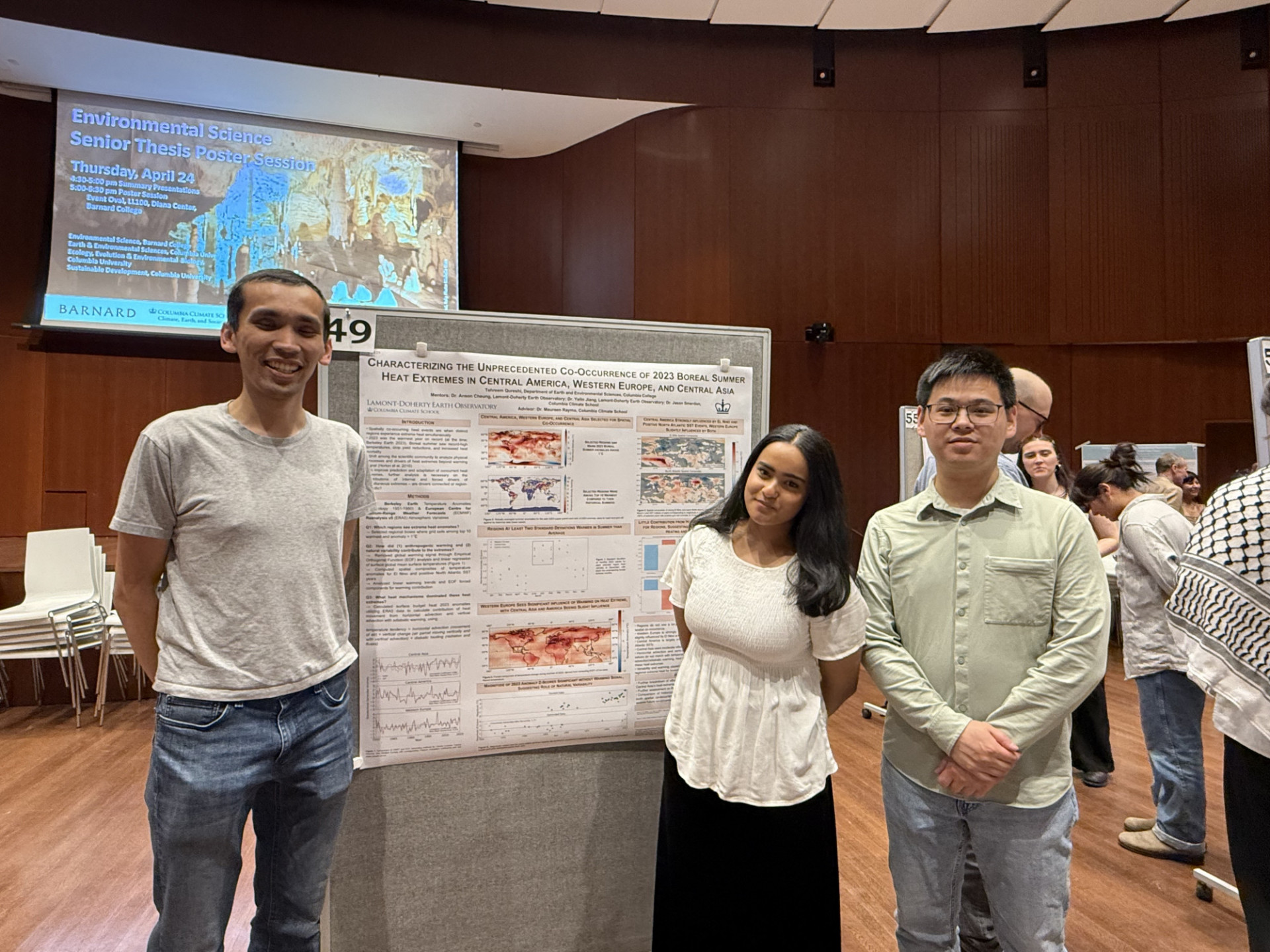 Proud mentors Anson and Yelin with Tehreem at her poster